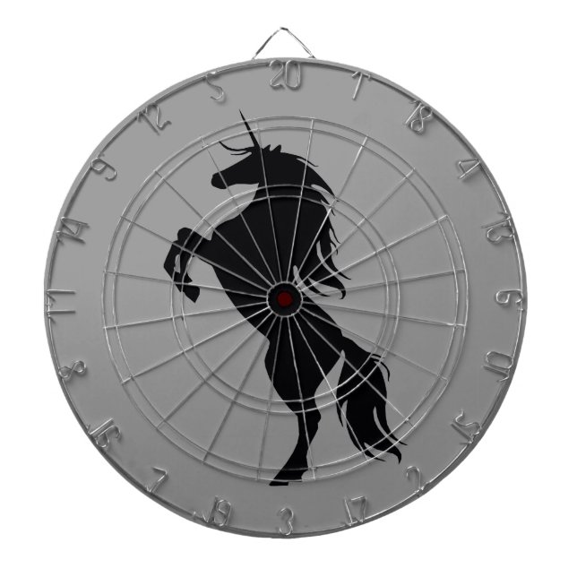 Schwarzes Einhorn Silhouette Dart Board Dartscheibe (vorne)