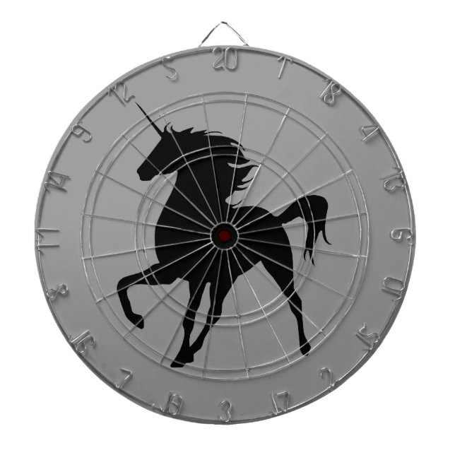 Schwarzes Einhorn Silhouette Dart Board Dartscheibe (vorne)