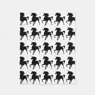 Schwarzes Einhorn Silhouette Fleece Blanket
