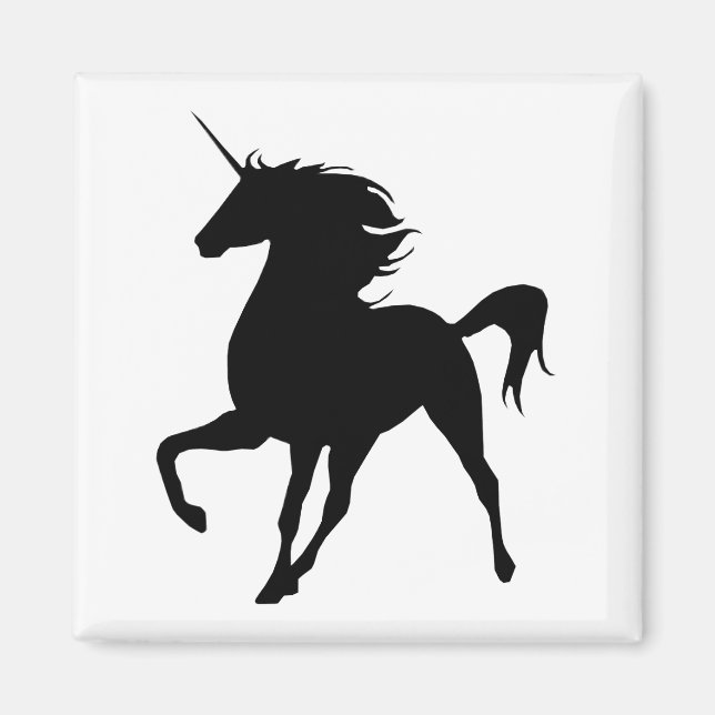 Schwarzes Einhorn-Silhouette-Magnet Magnet (Vorne)