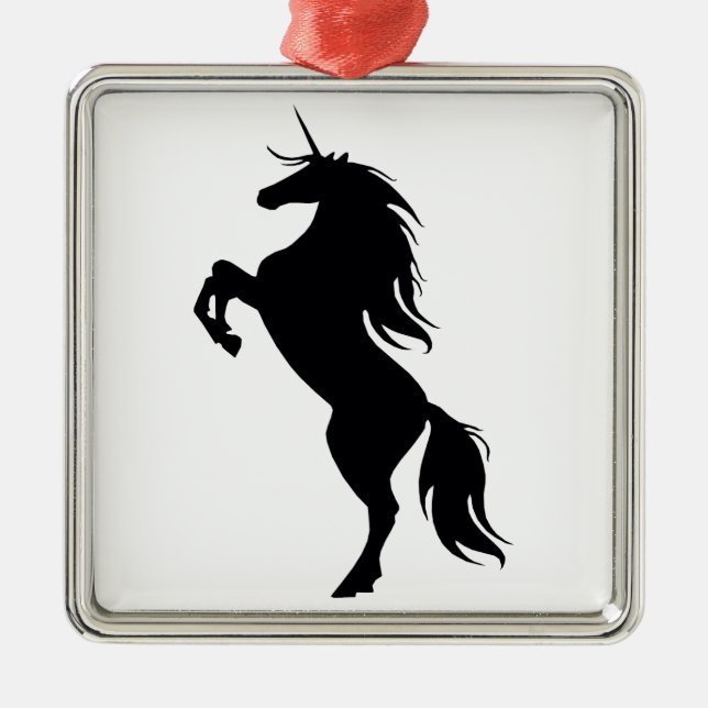 Schwarzes Einhorn Silhouette Ornament Aus Metall (Vorne)