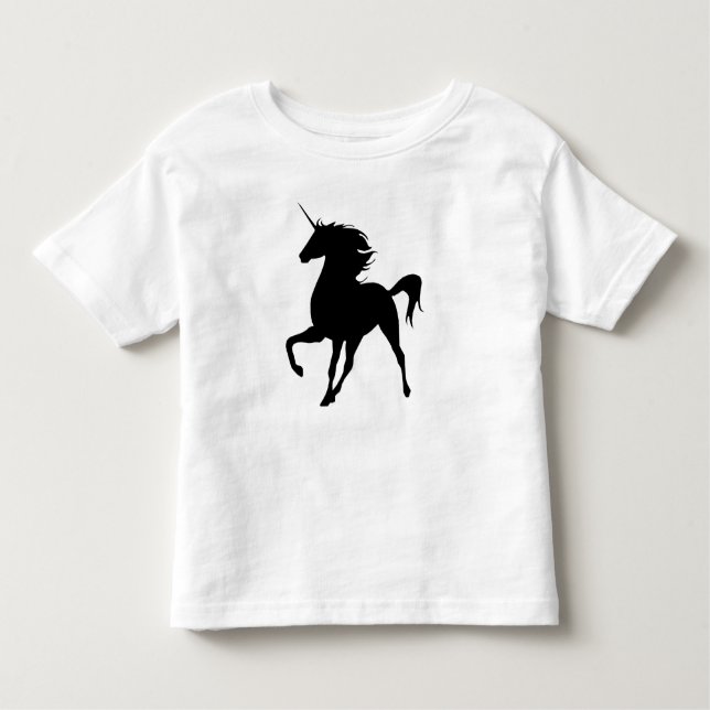 Schwarzes Einhorn-Silhouette-Shirt Kleinkind T-shirt (Vorderseite)