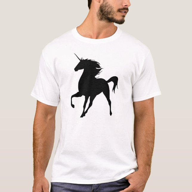 Schwarzes Einhorn-Silhouette-Shirt T-Shirt (Vorderseite)