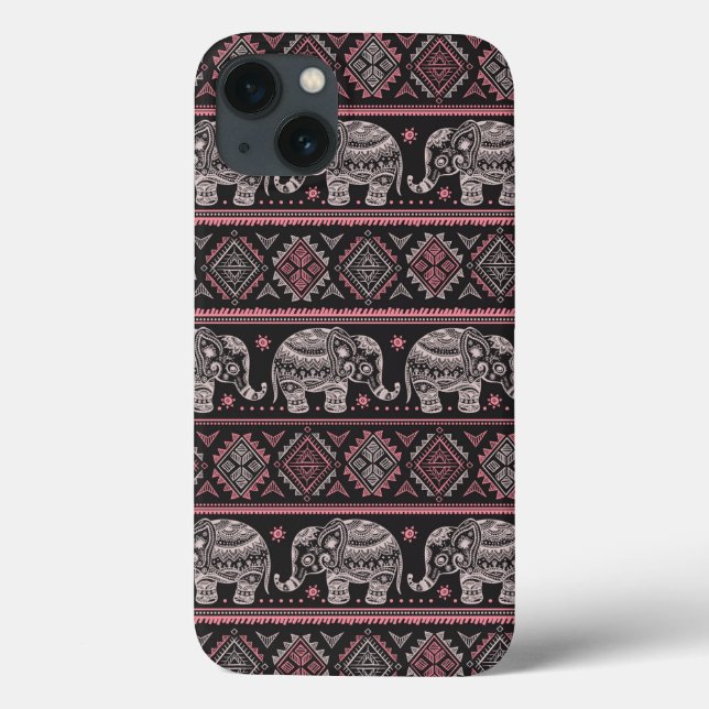 Schwarzes Elefantenmuster Case-Mate iPhone Hülle (Rückseite)