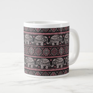 Schwarzes Elefantenmuster Jumbo-Tasse
