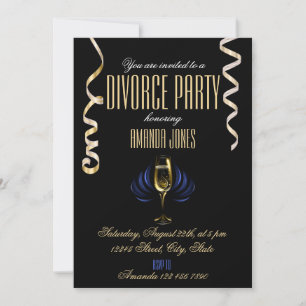 Schwarzes elegantes Champagner-Scheidungsparty-Ges Einladung
