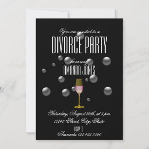 Schwarzes elegantes Champagner Scheidungsparty-Gol Einladung