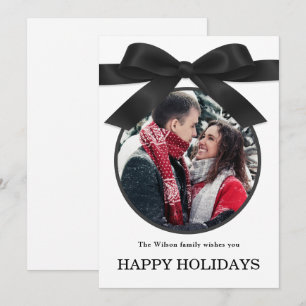 Schwarzes elegantes Frohe Weihnachten Grußfoto Einladung