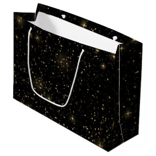 Schwarzes Elegantes Himmelssterniges Goldene Stern Große Geschenktüte