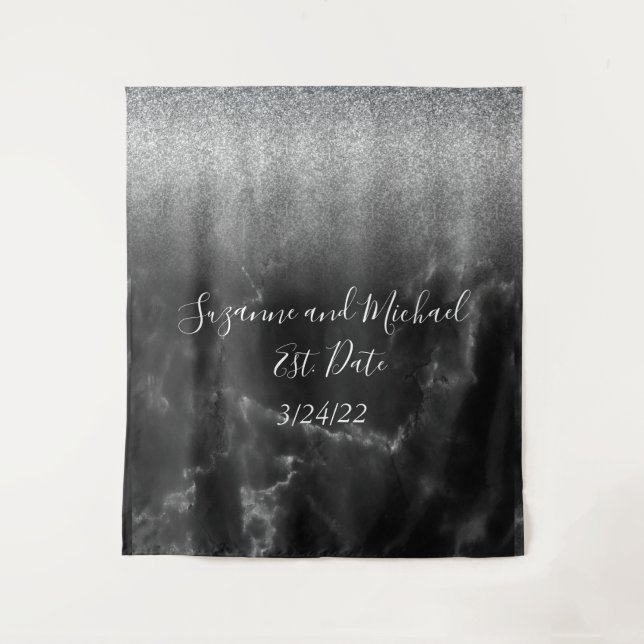 Schwarzes, elegantes Marmorband Wandteppich (Vorderseite)