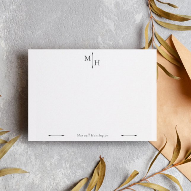 Schwarzes elegantes Minimalistisches Arrow Point M Mitteilungskarte (Von Creator hochgeladen)