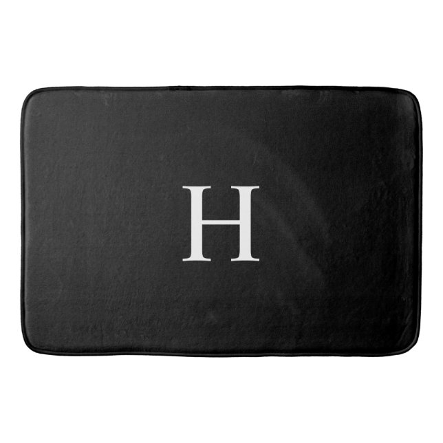 Schwarzes Elegantes Modernes Monogramm Badematte (Vorderseite)