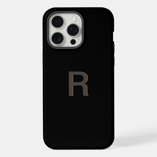 Schwarzes elegantes Monogramm I iPhone Hülle (Rückseite)