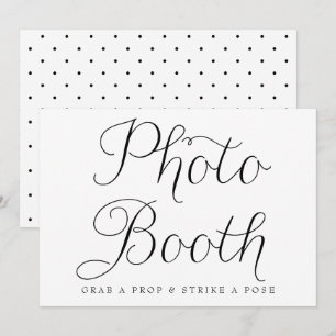 Schwarzes elegantes Schrift Hochzeits Foto Booth S Einladung