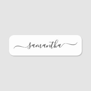 Schwarzes Elegantes Swash-Signaturskript Namensschild