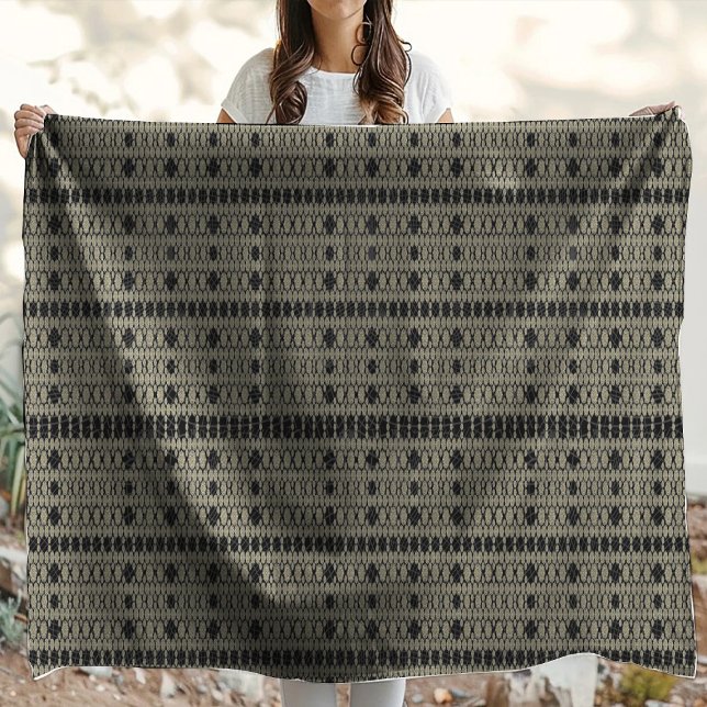 Schwarzes Elfenbein Weiß Modernes Hexa Fleecedecke (Von Creator hochgeladen)