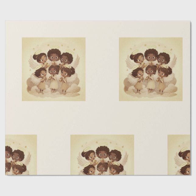 Schwarzes Engel-Weihnachtschor-Geschenkpapier 2 Geschenkpapier (Flach)