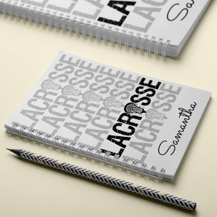 Schwarzes, erschrecktes Lacrosse-Wort Notizblock