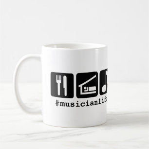 Schwarzes essen Schlaf-Musik-Ikonen Tasse