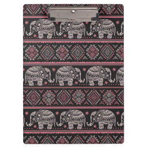 Schwarzes ethnisches Elefant-Muster Klemmbrett