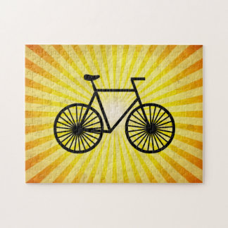 Schwarzes Fahrrad; Gelber Hintergrund Puzzle