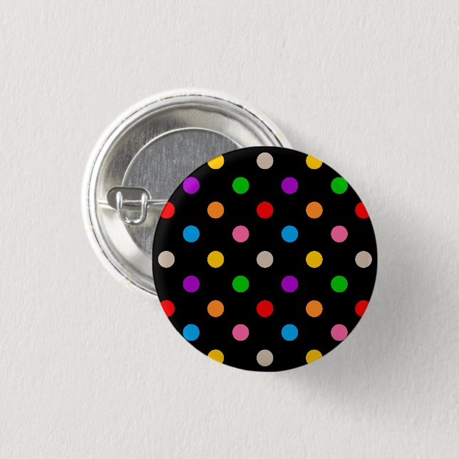 Schwarzes farbenfrohes Regenbogen-Punkte-Design  Button (Vorne & Hinten)