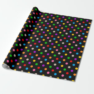 Schwarzes farbenfrohes Regenbogen-Punkte-Design Geschenkpapier