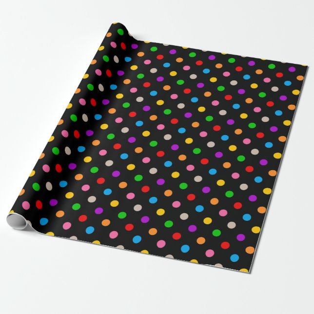 Schwarzes farbenfrohes Regenbogen-Punkte-Design  Geschenkpapier (Ungerollt)