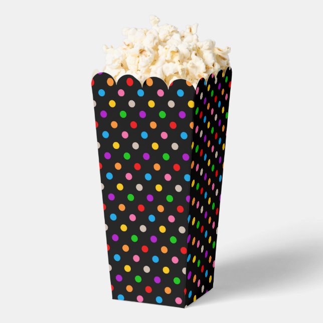 Schwarzes farbenfrohes Regenbogen-Punkte-Design  Geschenkschachtel (Geplatzt)