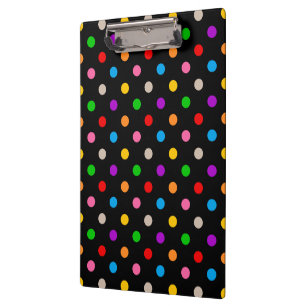 Schwarzes farbenfrohes Regenbogen-Punkte-Design Klemmbrett