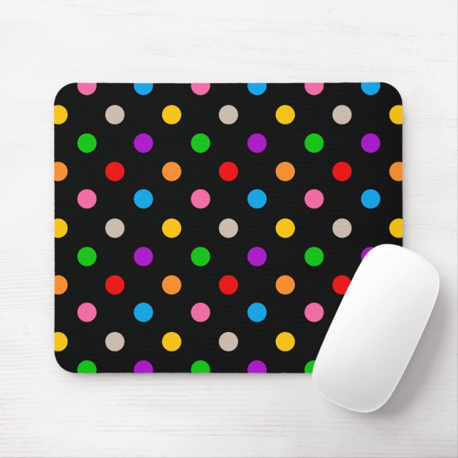 Schwarzes farbenfrohes Regenbogen-Punkte-Design  Mousepad (Mit Mouse)