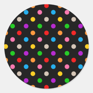 Schwarzes farbenfrohes Regenbogen-Punkte-Design Runder Aufkleber