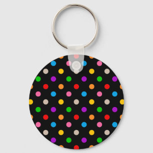 Schwarzes farbenfrohes Regenbogen-Punkte-Design Schlüsselanhänger