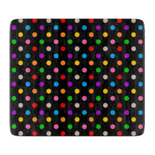 Schwarzes farbenfrohes Regenbogen-Punkte-Design Schneidebrett