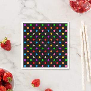 Schwarzes farbenfrohes Regenbogen-Punkte-Design Serviette