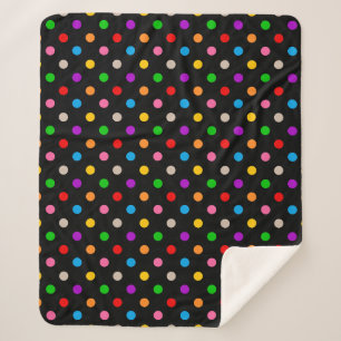 Schwarzes farbenfrohes Regenbogen-Punkte-Design Sherpadecke