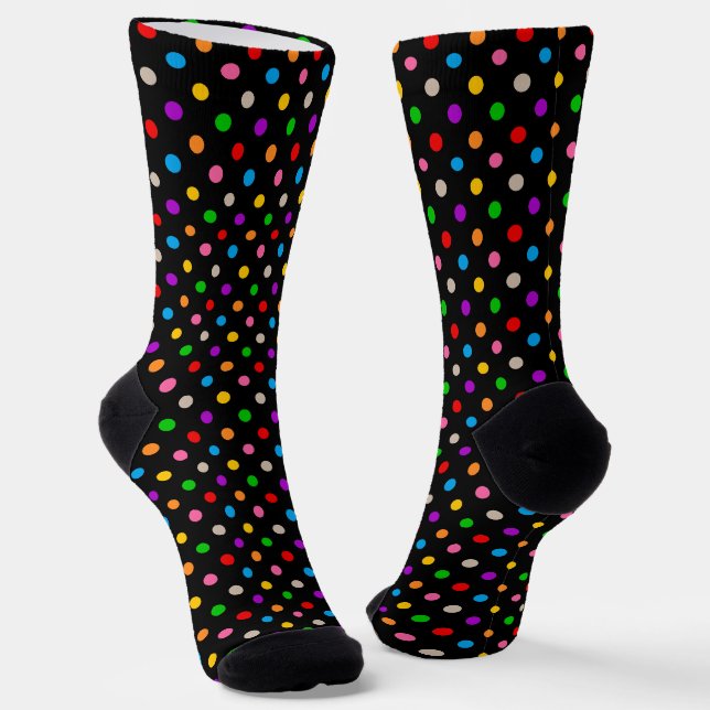 Schwarzes farbenfrohes Regenbogen-Punkte-Design  Socken (Gewinkelt)