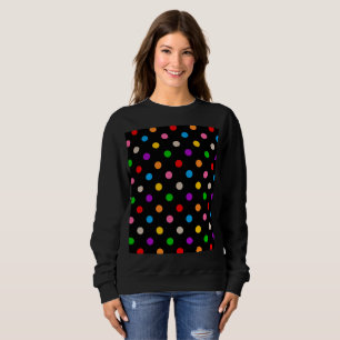 Schwarzes farbenfrohes Regenbogen-Punkte-Design Sweatshirt