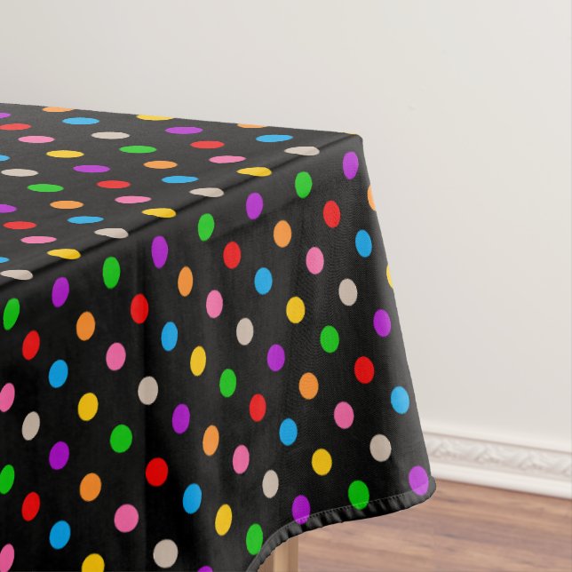 Schwarzes farbenfrohes Regenbogen-Punkte-Design  Tischdecke (Beispiel)