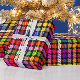 Schwarzes farbenfrohes Twill-Karo-Tartan-Design  Geschenkpapier