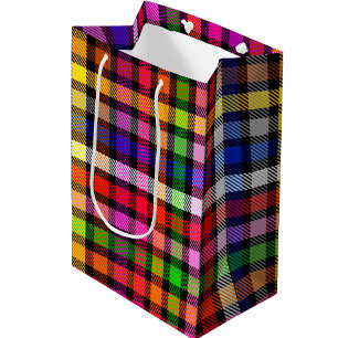 Schwarzes farbenfrohes Twill-Karo-Tartan-Design Mittlere Geschenktüte