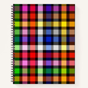 Schwarzes farbenfrohes Twill-Karo-Tartan-Design Notizbuch