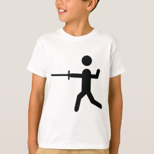 schwarzes fechtendes Symbollogo T-Shirt