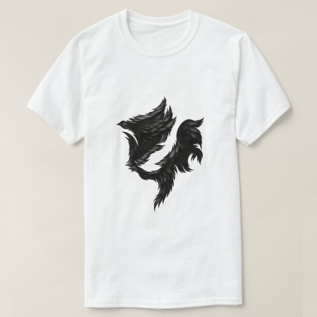 Schwarzes Federpferd – Surreale Schattenform T-Shirt (Design vorne)