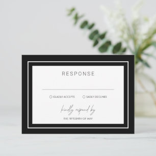 Schwarzes feines Grenzgebiet Moderne Hochzeit RSVP Karte