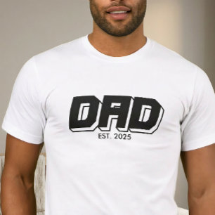 Schwarzes fettgedrucktes Dad Established Schriftzu T-Shirt
