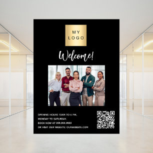 Schwarzes Firmenlogo Foto: QR-Code willkommen Poster