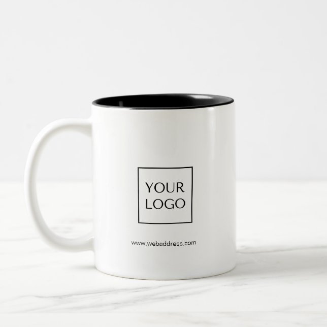 Schwarzes Firmenlogo Rechteckige Kaffee-Tasse Zweifarbige Tasse (Links)