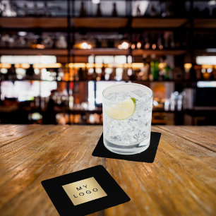 Schwarzes Firmenlogo Rechteckiger Pappuntersetzer