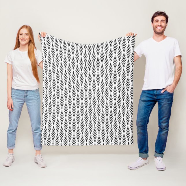 Schwarzes Fischgrät geometrisches nahtloses Muster Fleecedecke (Beispiel)